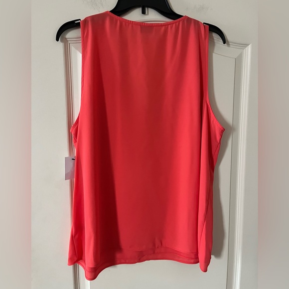 Nine West Deep Coral Women's Sleeveless V-Neck Lined Top Women’s size XL - Picture 4 of 16